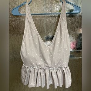 Kortni Jeane gray +white stars v-neck swim top